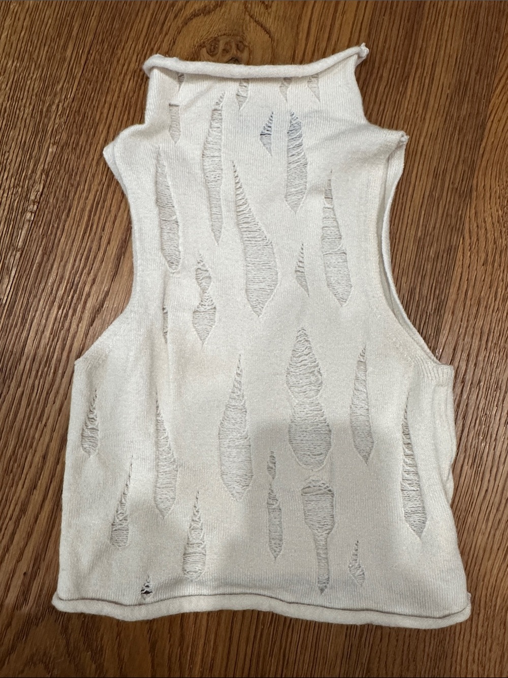 Urban Outfitters Y2K Ripped Off-White High Neck Crop Top - XS
